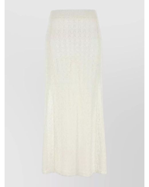 Ganni White Crochet Lace Maxi Skirt Sheer Design