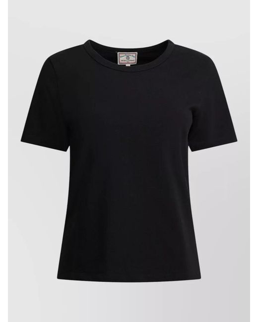 Ines De La Fressange Paris Black Crew Neck Plain Short Sleeve Top