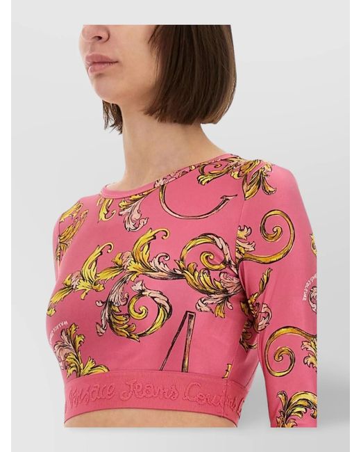 Versace Jeans Couture Red Printed Cropped Top