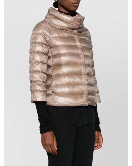 Herno Natural Down Quilted Funnel Neck Short Puffer Jacket