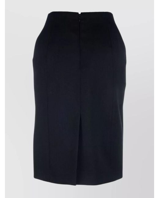 Balenciaga Blue Wool High-Rise Midi Pencil Skirt