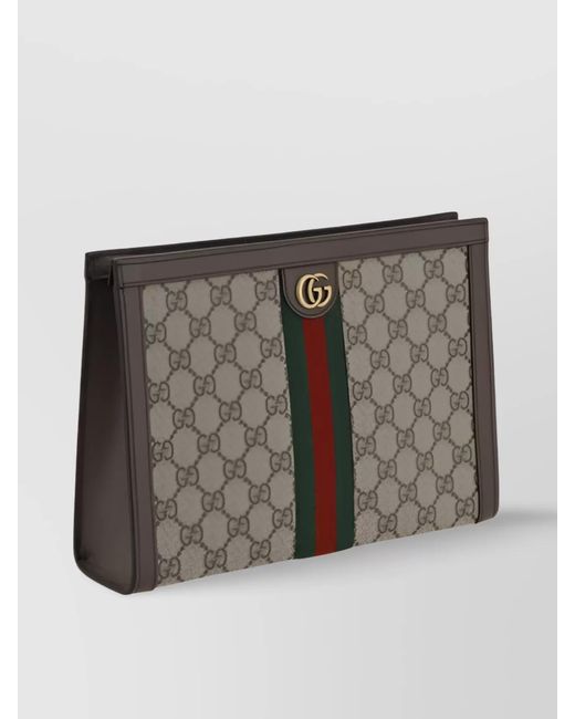 Gucci Gray Logo-Print Beauty Case Clutch Bag for men