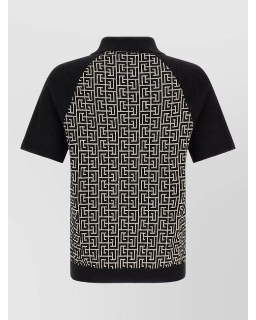 Balmain Black Pb Monogram Polo Shirt Regular Fit for men