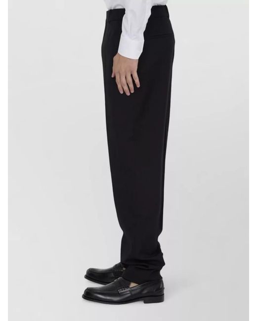 Saint Laurent Black Virgin Wool High-Rise Straight-Leg Trousers for men