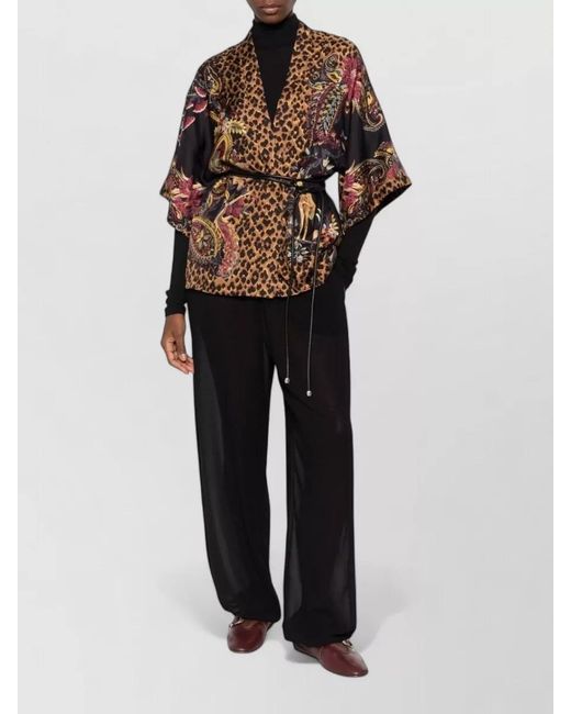 Etro Multicolor Silk Jacket Floral Leopard Paisley Print