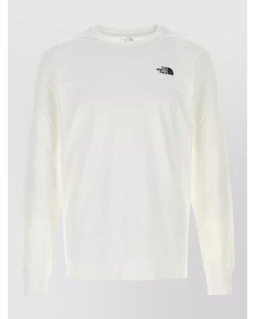 The North Face White Cotton Blend Crew Neck Long Sleeve T Shirt for men