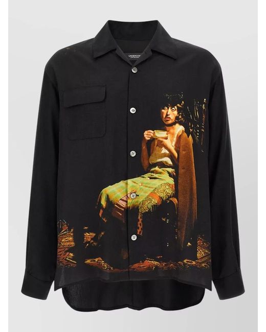 Undercover Black Printed Bowling Shirt for men