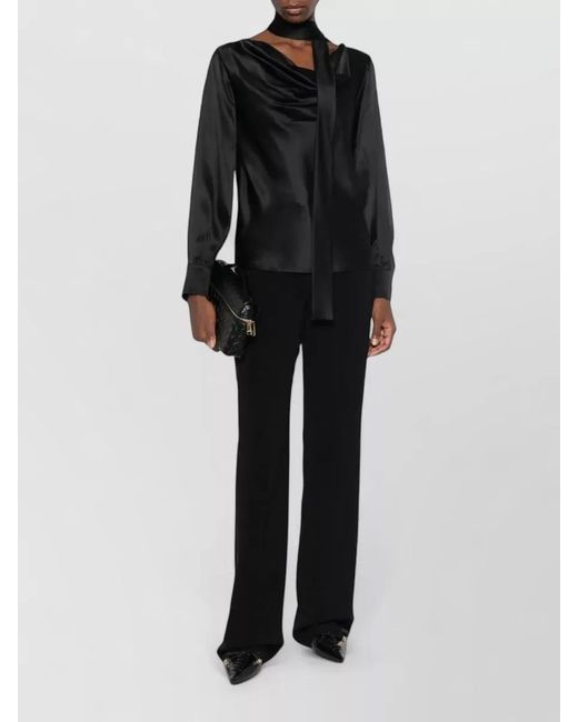 Max Mara Black Silk Neck Scarf Blouse
