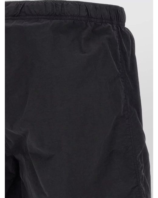 C P Company Black Lente Shorts Swimsuit Side Pocket Button Detail for men