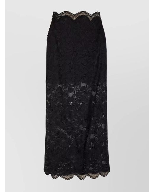 Rabanne Black Lace Cropped Midi Skirt