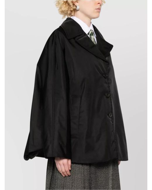 Marni Black Padded Twill Cape Coat