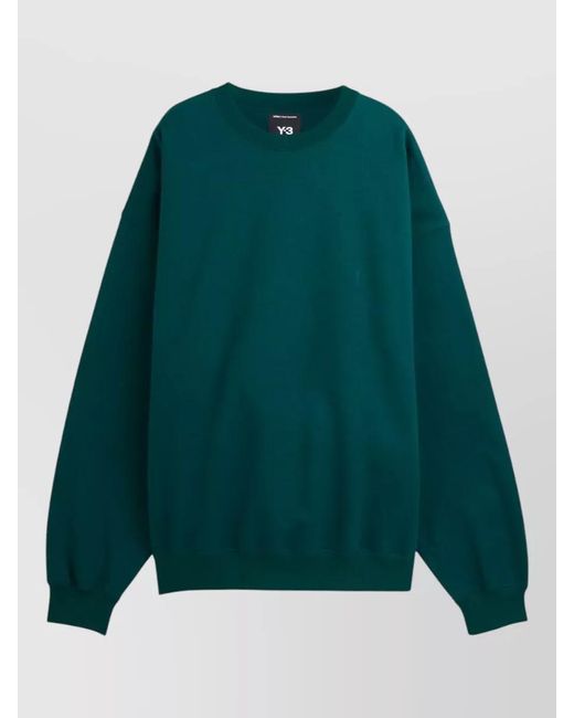Y-3 Green Cotton Brushed Crew Sweatshirt for men