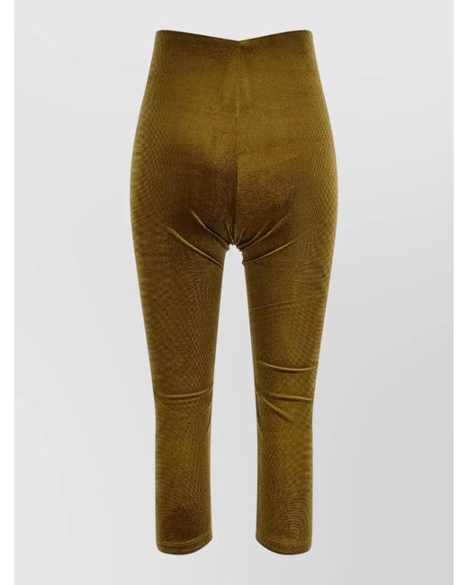 ANDAMANE Green Holly High Waist Cropped Velvet Leggings