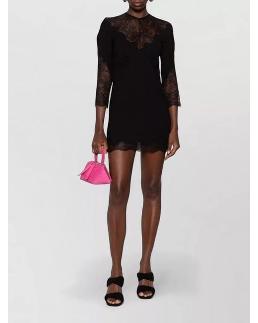 The Attico Black Silk Lace Dress Knee Length Backless