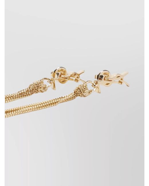 Saint Laurent White Tassel Earrings