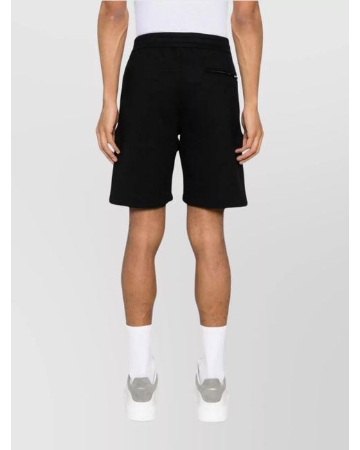 McQueen Black Organic Cotton Logo-Embroidered Regular-Fit Bermuda Shorts for men