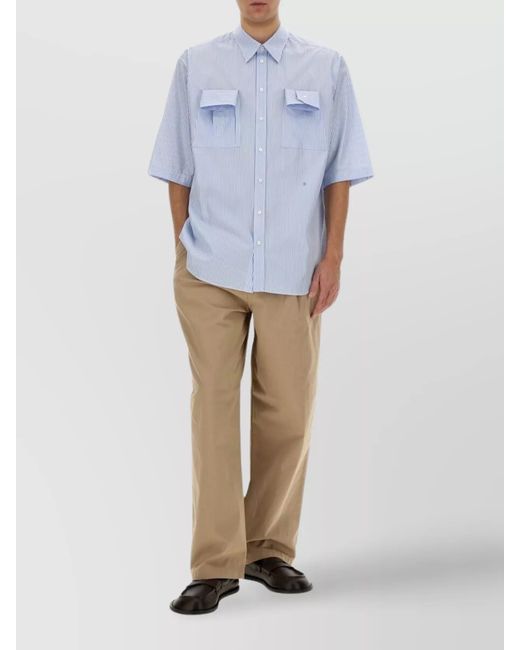 Moschino Natural Wide Leg Cotton Blend Pants With Pockets for men