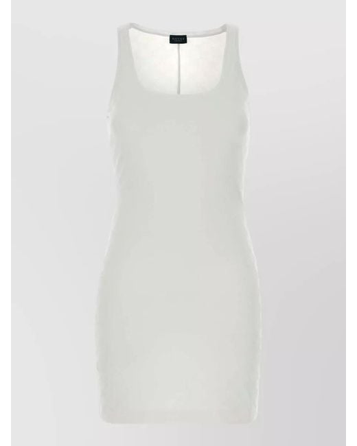 Gucci White Gg Jacquard Mini Dress Scoop Neckline