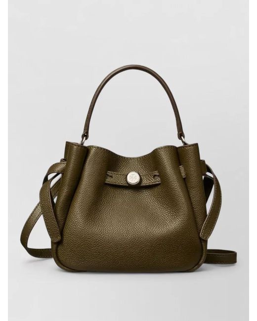 Tory Burch Green Romy Mini Leather Bucket Shoulder Bag