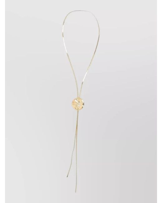 FEDERICA TOSI White Plated Bronze Lariat Necklace