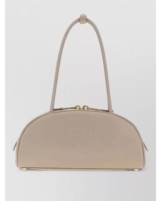 Miu Miu Natural Beau Leather Shoulder Bag Top Handle