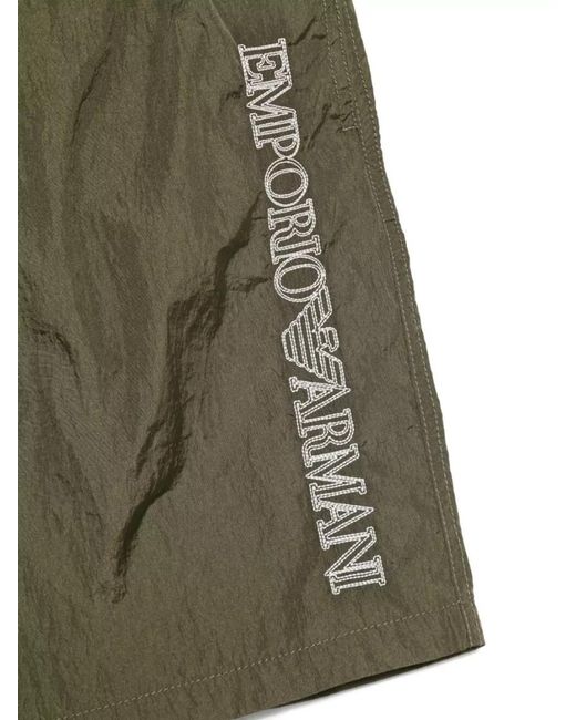 Emporio Armani Green Swim Shorts Side Pockets Tailored Design for men