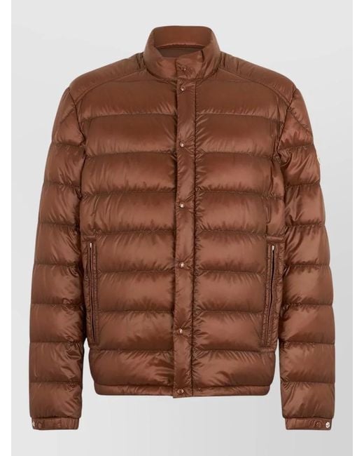 Moncler Brown Short Padded Jacket High Collar Lyco for men
