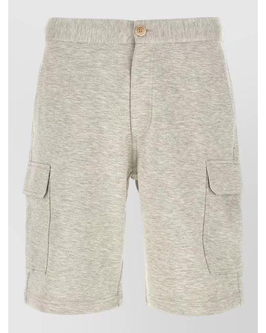Brunello Cucinelli Natural Cotton Cargo Bermuda Shorts for men