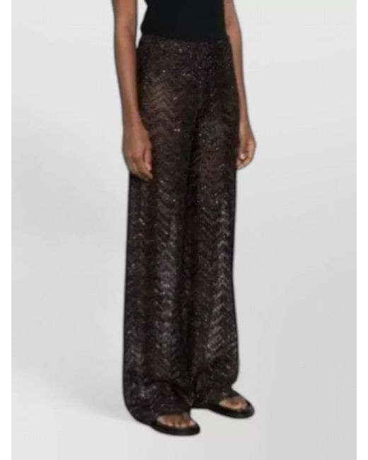 Missoni Black High Rise Wide Leg Metallic Sheer Trousers