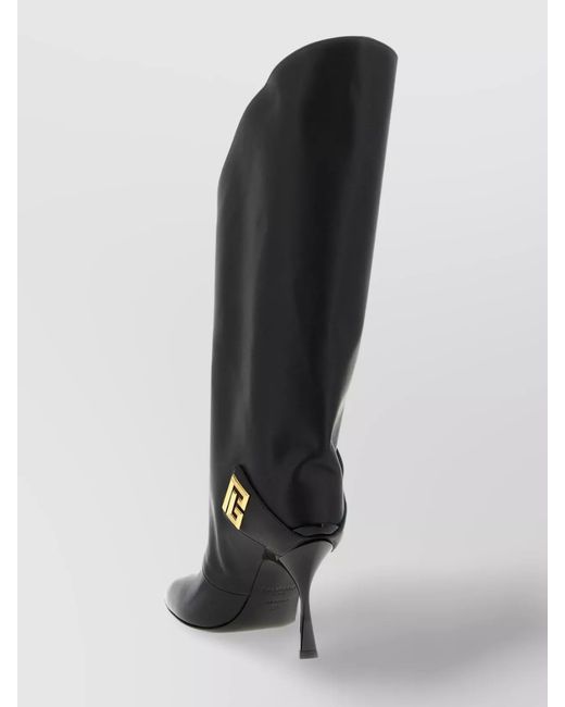 Balmain Black Leather Twist Ankle Boots