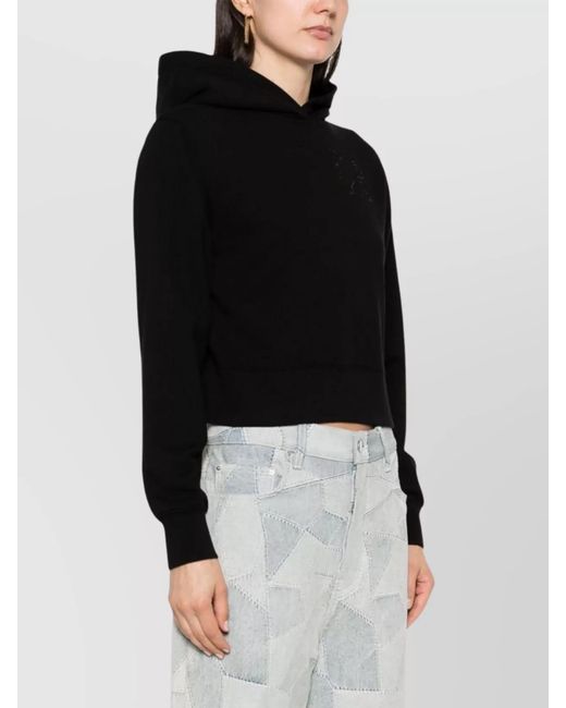 Palm Angels Black Organic Cotton Cropped Hoodie