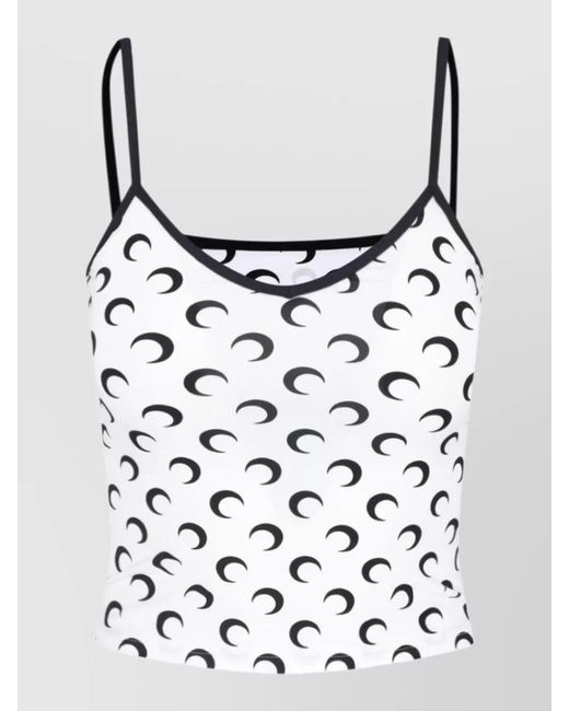 MARINE SERRE White Moon Logo Sleeveless Jersey Top