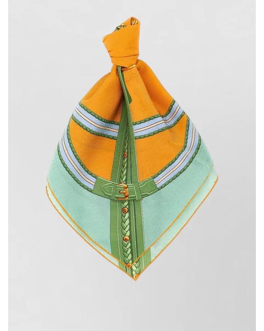 Gucci Yellow Silk Hair Scarf Belt Motif Square