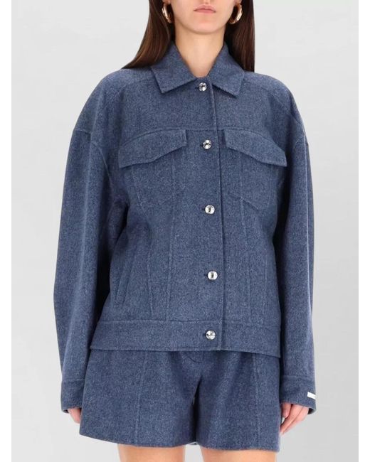 Sportmax Blue Celso Collared Jacket Relaxed Layering Design
