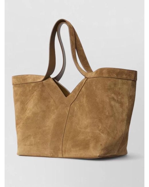 Saint Laurent Natural Small Suede Calfskin Tote Bag