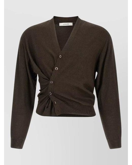 Lemaire Black V Neck Knitwear Long Sleeve Sweater for men