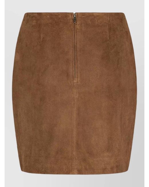 ROTATE BIRGER CHRISTENSEN Brown Suede Texture Mini Skirt Design