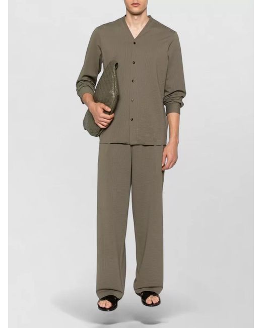Emporio Armani Gray Pleated Front Wide Leg Trousers Side Pockets for men
