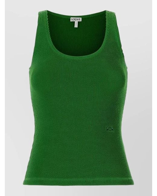 Loewe Green Stretch Nylon Ribbed Tank Top