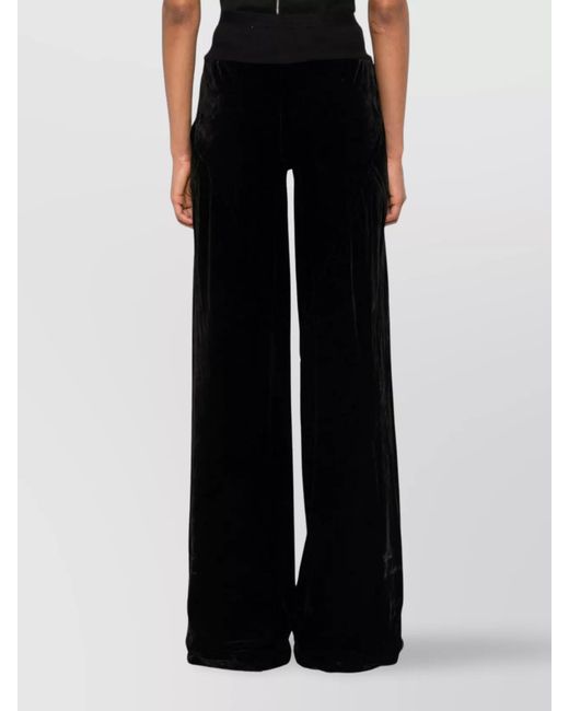 Rick Owens Black Silk Wide-Leg High-Rise Paneled Trousers