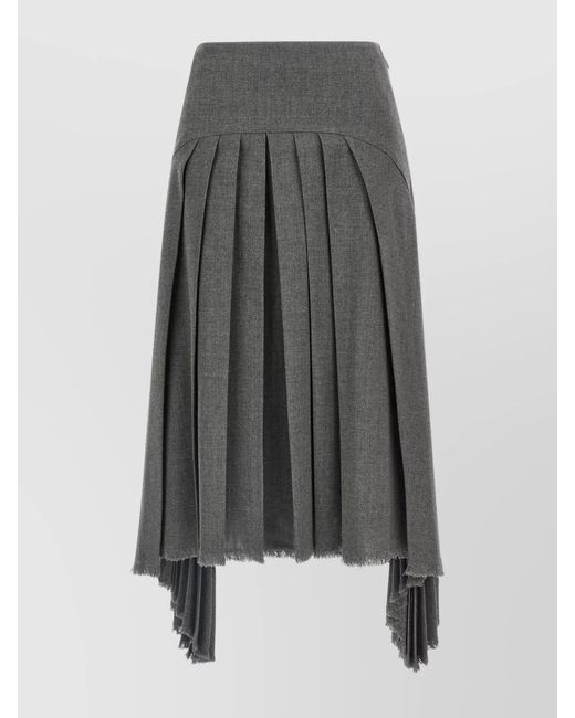 Jil Sander Gray Wool Pleated Skirt