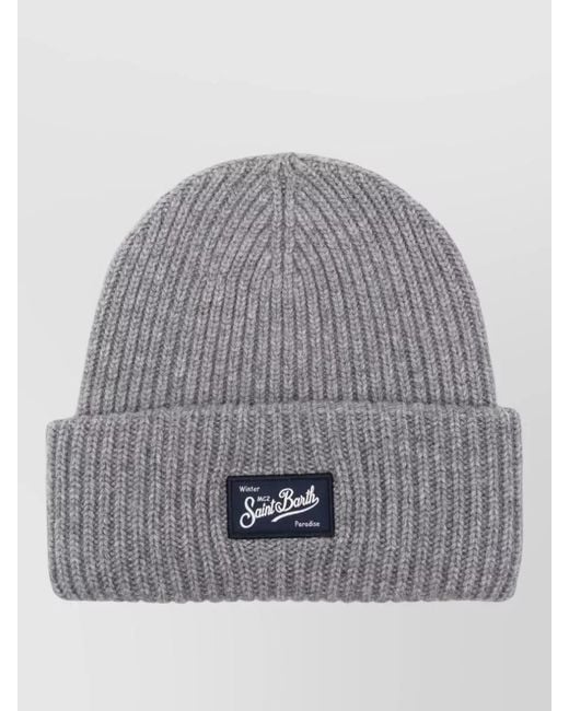 Mc2 Saint Barth Gray Berry Knitted Hat Folded Cuff Ribbed for men