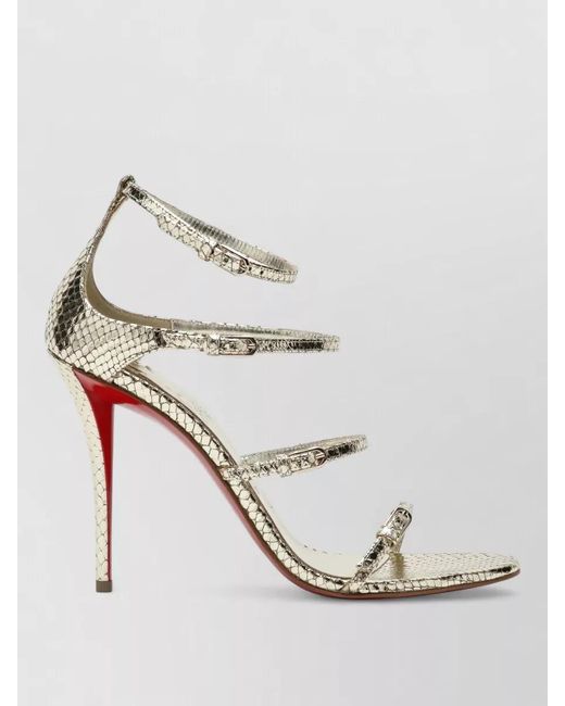 Christian Louboutin Metallic Sandal Ankle Strap Open Toe Textured