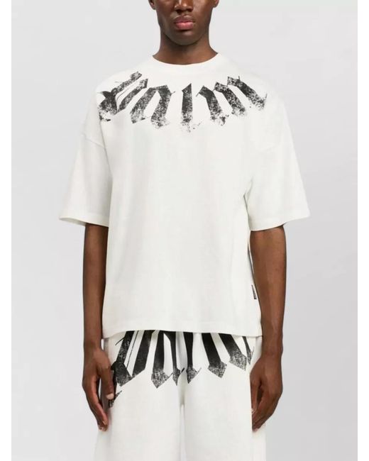Palm Angels White Logo Cotton T Shirt Relaxed Fit for men