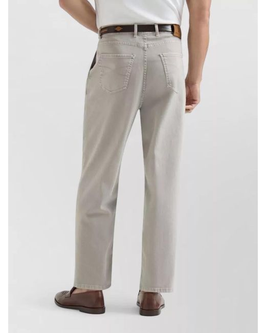 Brunello Cucinelli Gray Tailored Cotton Trousers Belt Loops Pockets for men