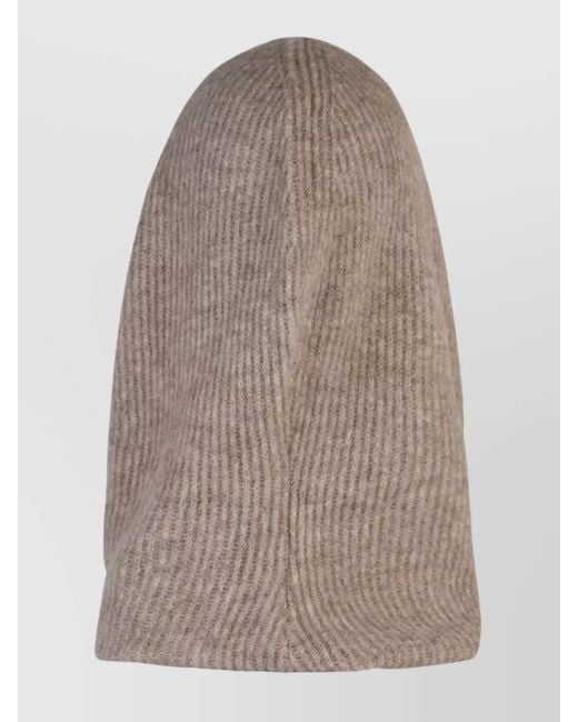 Ganni Black Ribbed Wool Balaclava