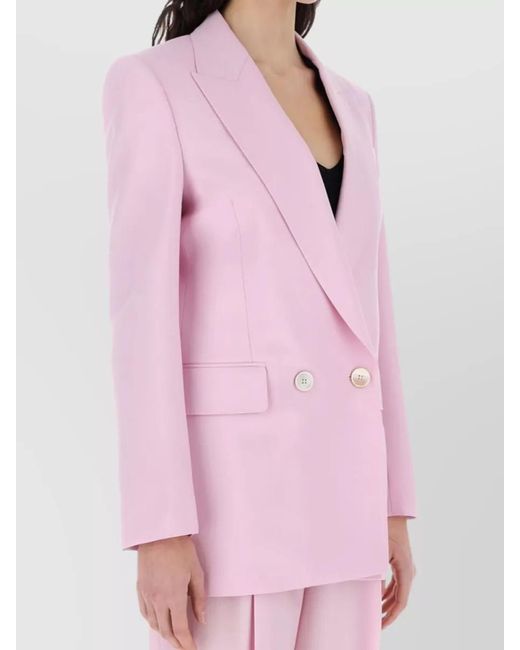 McQueen Pink Double-Breasted Wool Jacket