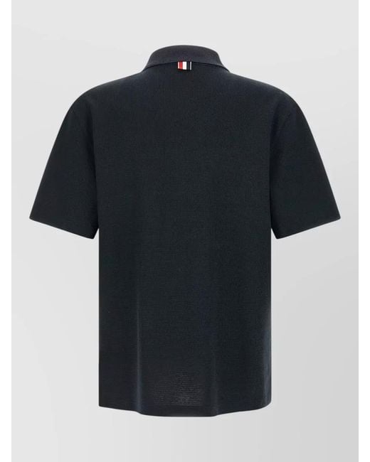 Thom Browne Black Short-Sleeve Polo Shirt for men