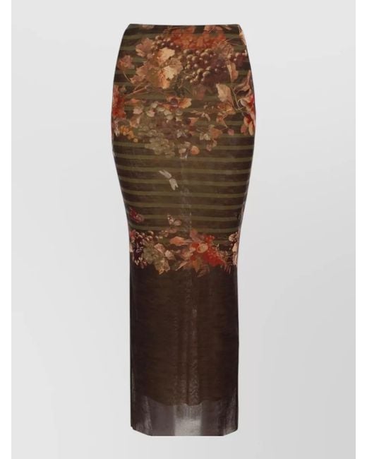 Jean Paul Gaultier Brown Printed Maxi Skirt