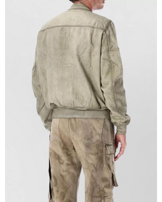 Rick Owens Natural Bauhaus Bomber Coat Casual Fit Ribbed Cuffs for men